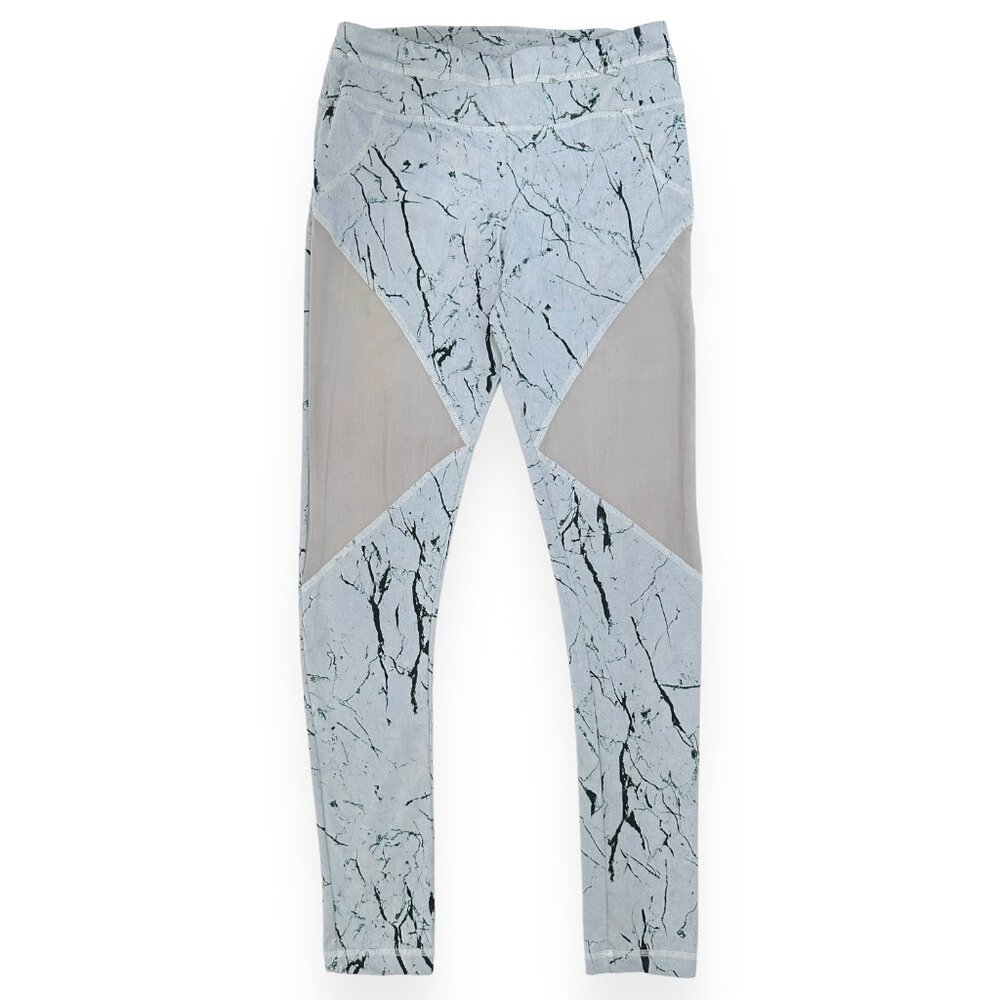 VARLEY Blue Gray Marble Print "Bicknell" Tight Leggings Yoga Pants sz S